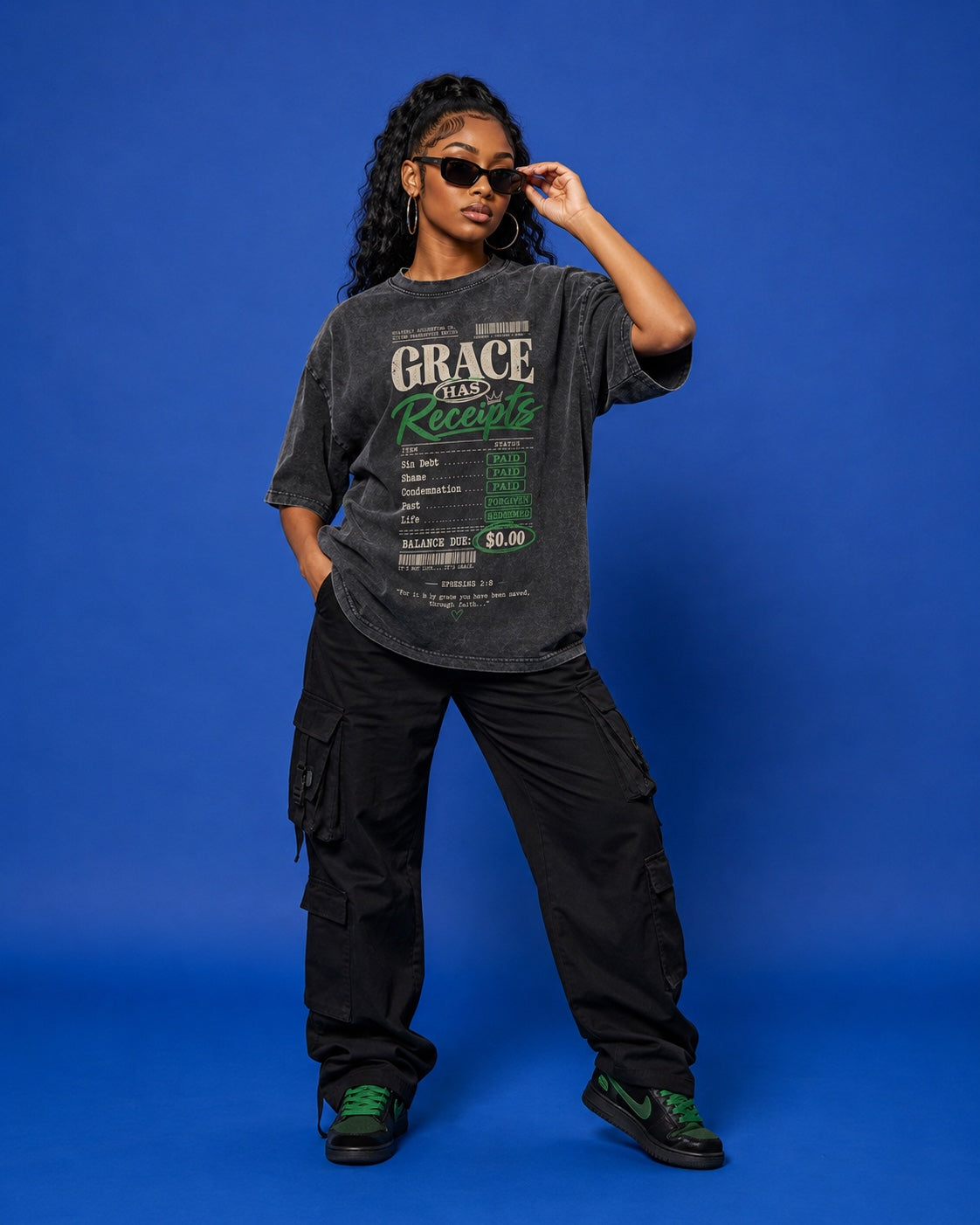 Grace Has Receipts Tee — Charcoal