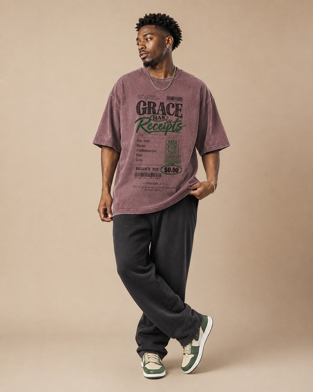 Grace Has Receipts Tee — Charcoal