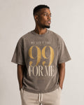He Left the 99 For Me tee in taupe on male model